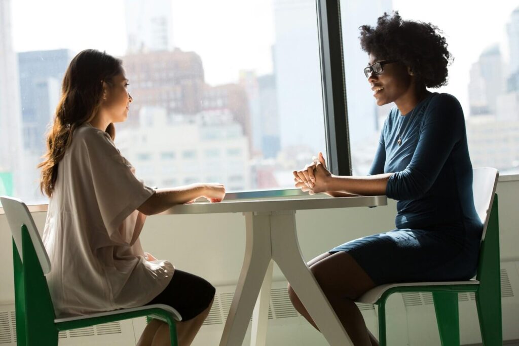 Two people having a conversation